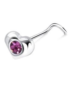 Silver Heart Curved Nose Stud NSKZ-1758